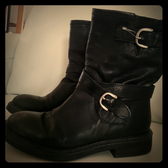 mgmi Shoes - Black biker boots slip on made in  Italy